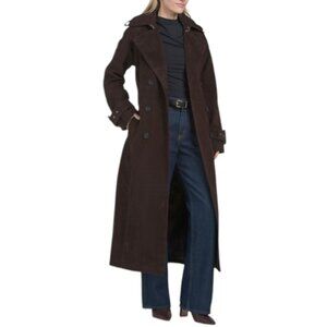 AVEC LES FILLES Faux Suede Maxi Trench Coat